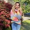 MY Smaibulun | Tie-Dye Turtleneck Bat-Sleeve Sweater - Pink Yellow Want.Need.Love
