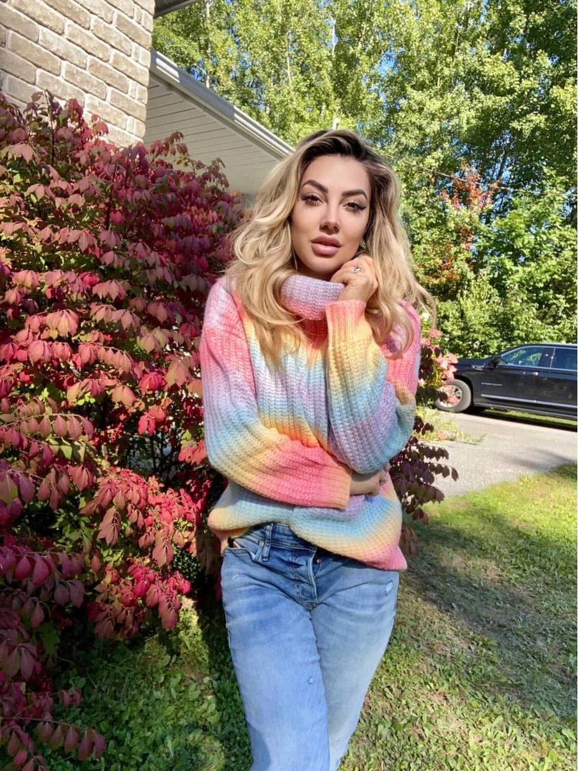 MY Smaibulun | Tie-Dye Turtleneck Bat-Sleeve Sweater - Pink Yellow Want.Need.Love 1 MY Smaibulun | Tie-Dye Turtleneck Bat-Sleeve Sweater - Pink Yellow Want.Need.Love