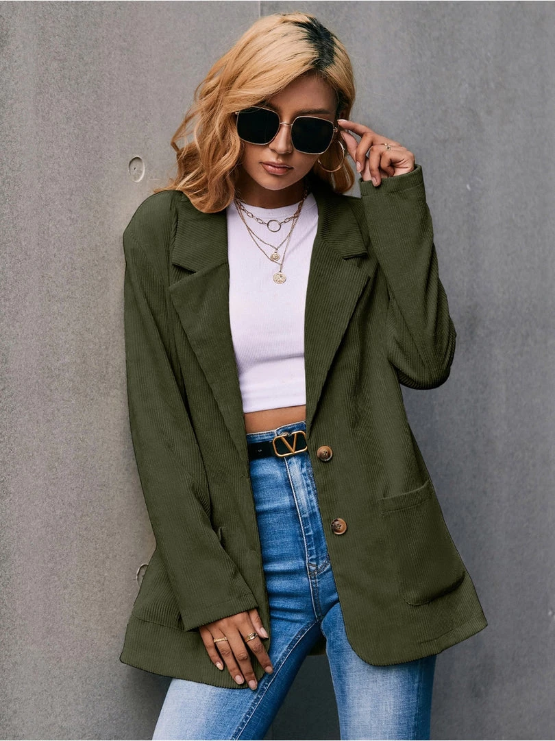 YBL Smaibulun | Corduroy Casual Jacket - Army Green New In Clothing 3 YBL Smaibulun | Corduroy Casual Jacket - Army Green New In Clothing