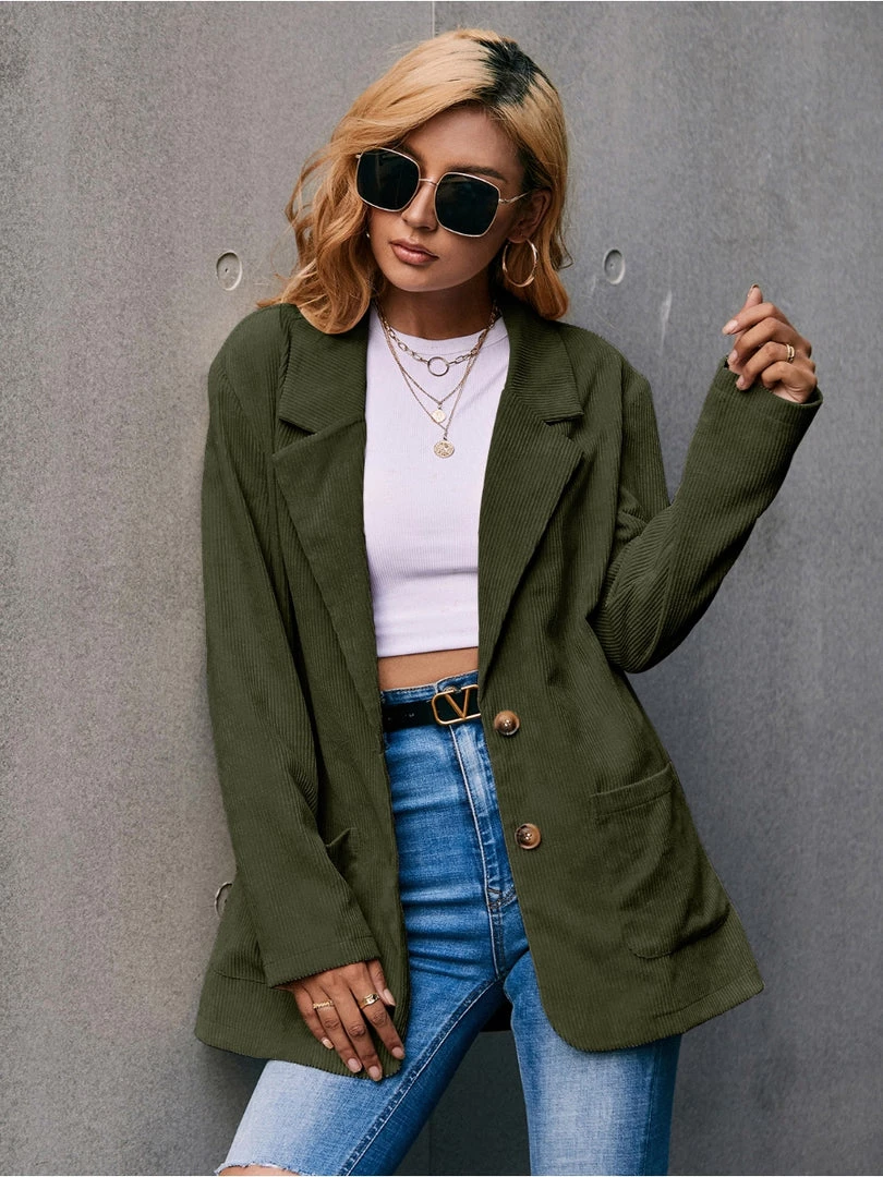 YBL Smaibulun | Corduroy Casual Jacket - Army Green New In Clothing 2 YBL Smaibulun | Corduroy Casual Jacket - Army Green New In Clothing