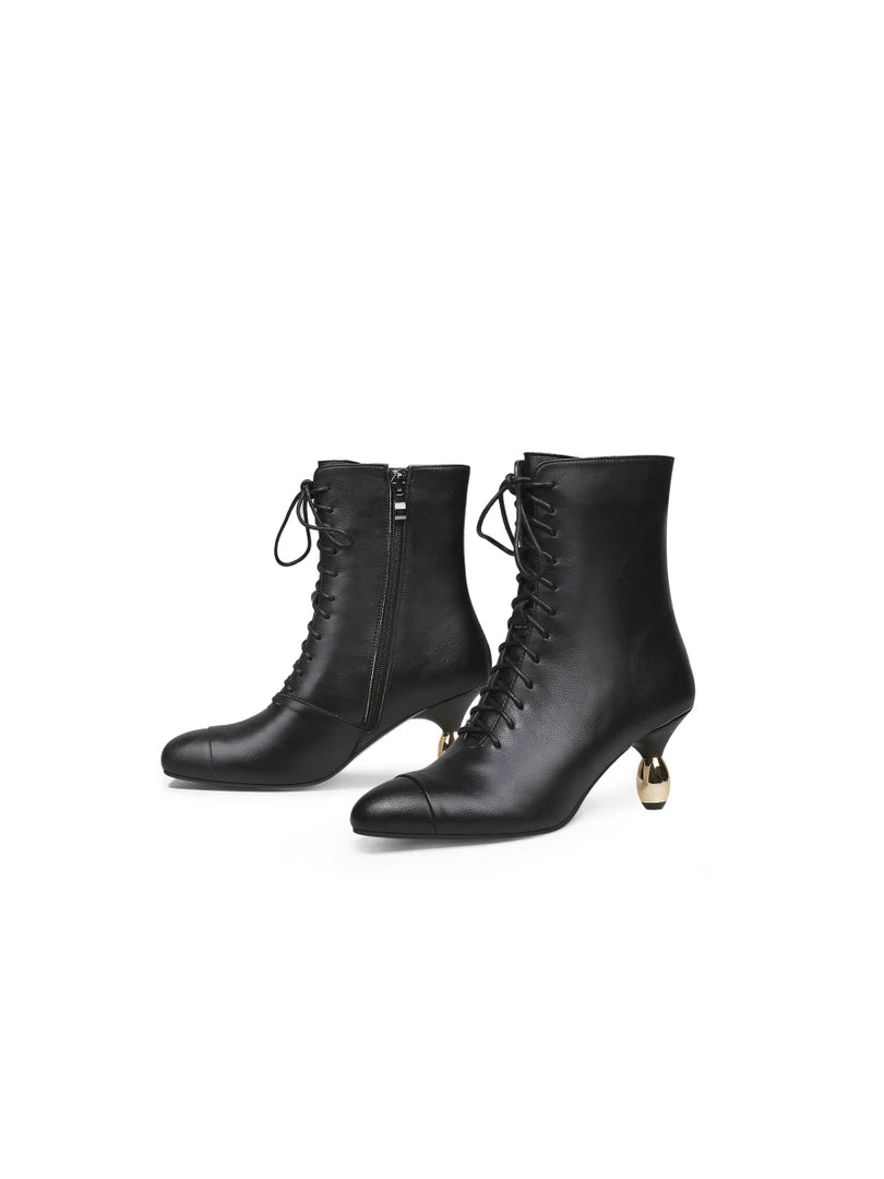 Jady Rose JadyRose | Golden Drop Heeled Black Bootie Ankle Boots 3 Jady Rose JadyRose | Golden Drop Heeled Black Bootie Ankle Boots