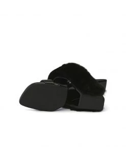 Jady Rose JadyRose | Faux Fur Strap Leather Wedge Sandal - Black New In Shoes 11 Jady Rose JadyRose | Faux Fur Strap Leather Wedge Sandal - Black New In Shoes