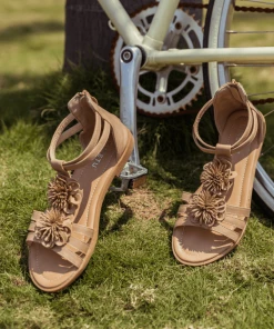 NEW ARRIVALS SIKETU | Beige Daisy Deco Gladiator Sandals