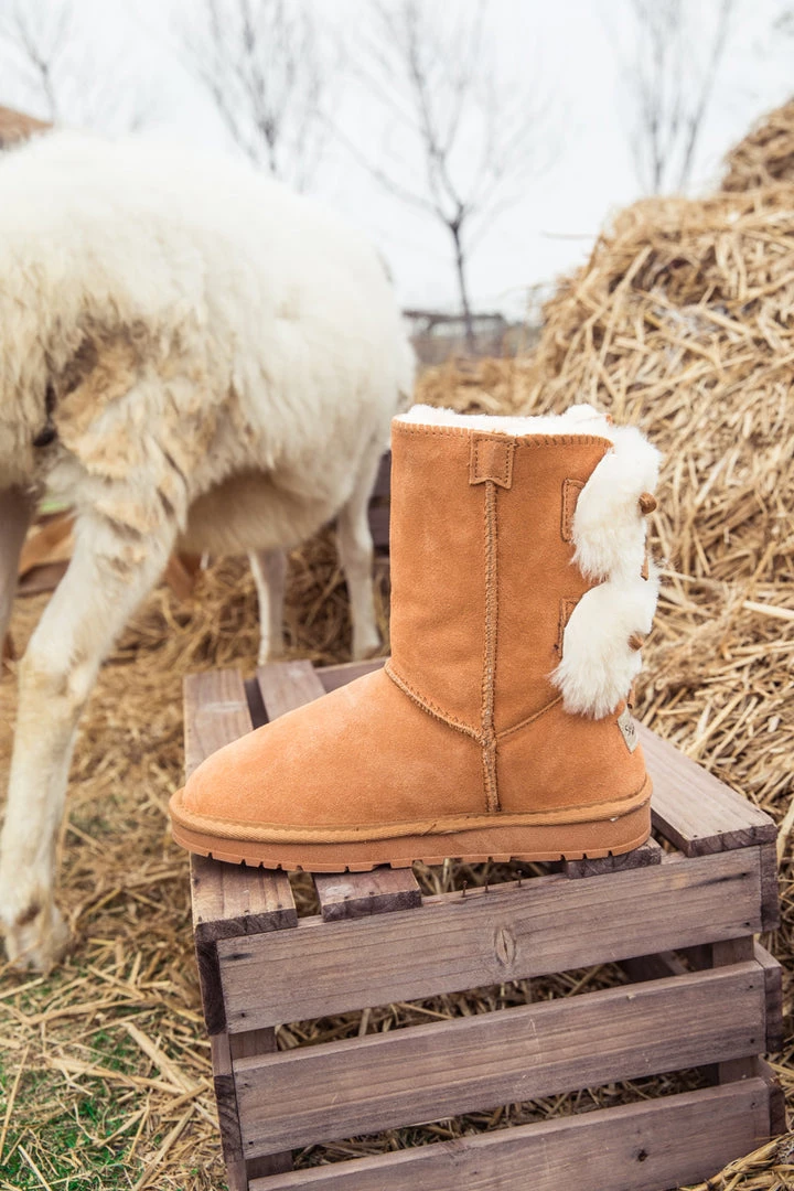 XH SMAIBULUN UGG™ | Back Woollen Bow Suede Boots – Chestnut 10 XH SMAIBULUN UGG™ | Back Woollen Bow Suede Boots – Chestnut