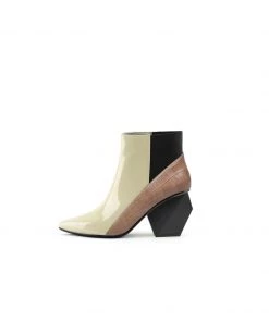 Jady Rose New In Shoes JadyRose | Beige Structural-Heel Croc Patent Leather Ankle Boot 7 Jady Rose New In Shoes JadyRose | Beige Structural-Heel Croc Patent Leather Ankle Boot