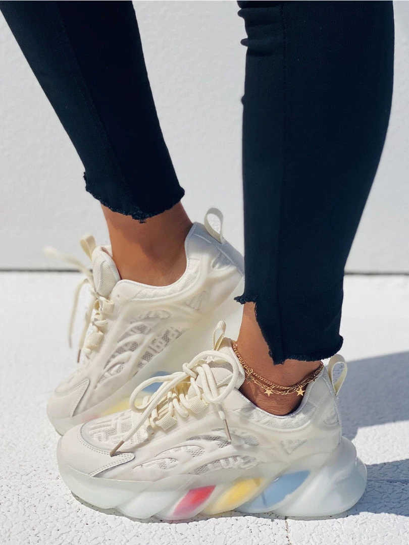 HT En Bloom |White & Mesh Stripe Sole Ugly Daddy Sneaker Sneaker & Athletic 5 HT En Bloom |White & Mesh Stripe Sole Ugly Daddy Sneaker Sneaker & Athletic