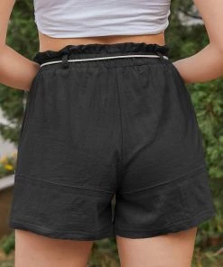 BBYS Cinder Christine Pocket Linen Shorts - Black New In Clothing