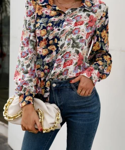 YBL New In Clothing Smaibulun | Floral Long-Sleeve Button-Up Blouse