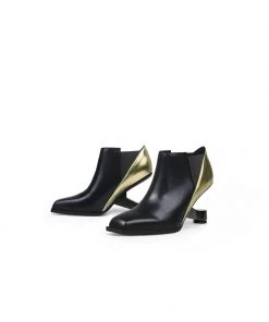 Jady Rose New In Shoes JadyRose | Black Gold Contrast Elevator Heel Ankle Boot