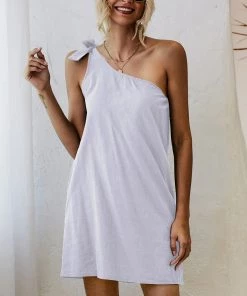 BBYS New In Clothing Asymmetric Pocket Shift Dress - White