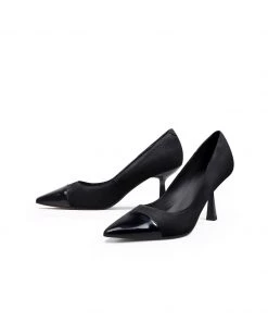 Jady Rose JadyRose | ALADIA Contrast Leather BLACK STILETTOS