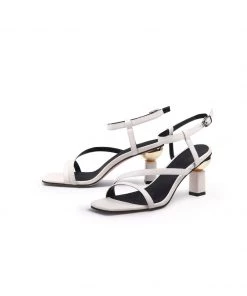 Jady Rose JadyRose | Block Heel Leather Ivory Ankle Strap Sandal NEW ARRIVALS