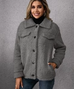 YBL Smaibulun | Pocket Button-Down Teddy Peacoat