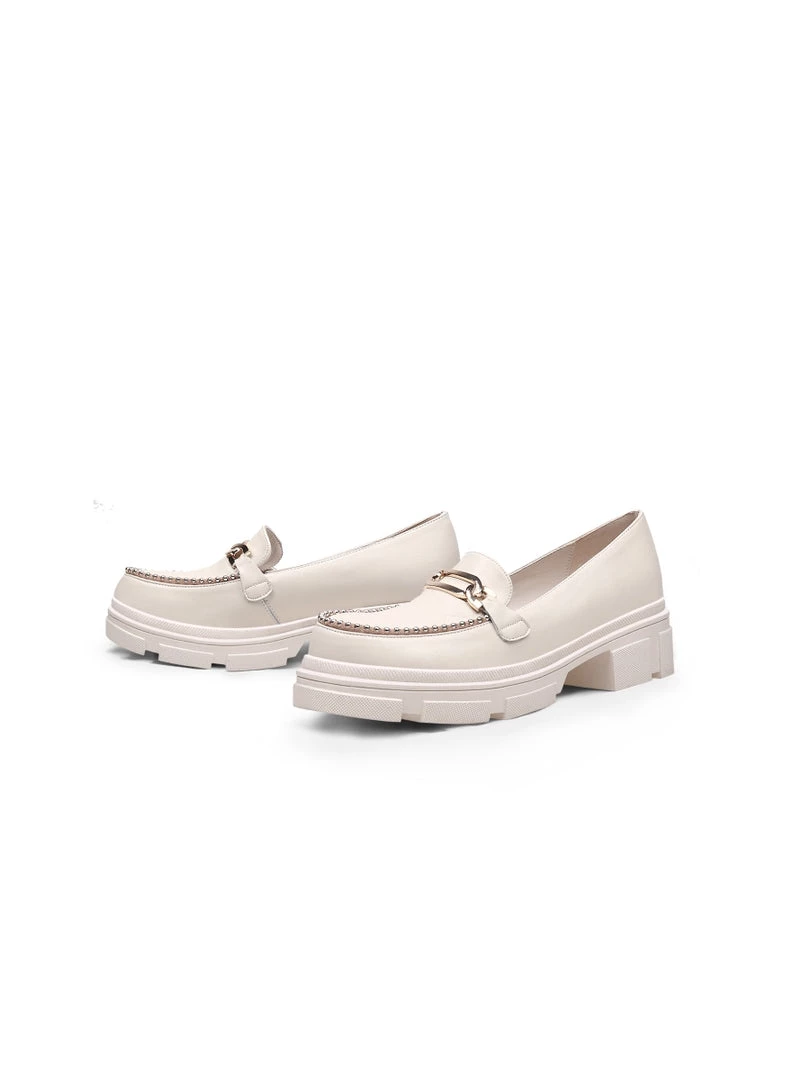 Jady Rose JadyRose | Ivory Leather Silver Pearl Loafer New In Shoes 1 Jady Rose JadyRose | Ivory Leather Silver Pearl Loafer New In Shoes