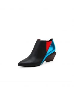 Jady Rose New In Shoes JadyRose | Structural-Heel Red Blue Contrast Color Leather Boot