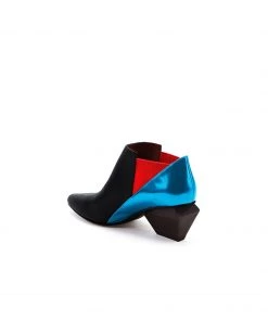 Jady Rose New In Shoes JadyRose | Structural-Heel Red Blue Contrast Color Leather Boot