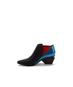 Jady Rose New In Shoes JadyRose | Structural-Heel Red Blue Contrast Color Leather Boot