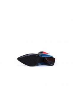Jady Rose New In Shoes JadyRose | Structural-Heel Red Blue Contrast Color Leather Boot