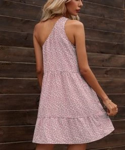 BBYS Floral One-Shoulder Casual Dress - Pink