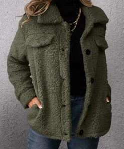 YBL Smaibulun | Pocket Button-Down Teddy Peacoat