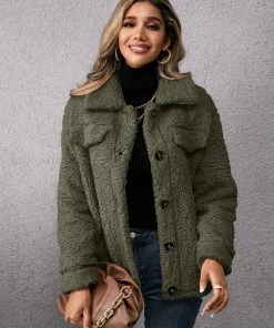 YBL Smaibulun | Pocket Button-Down Teddy Peacoat