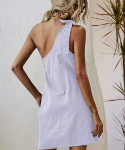 BBYS New In Clothing Asymmetric Pocket Shift Dress - White 5 BBYS New In Clothing Asymmetric Pocket Shift Dress - White