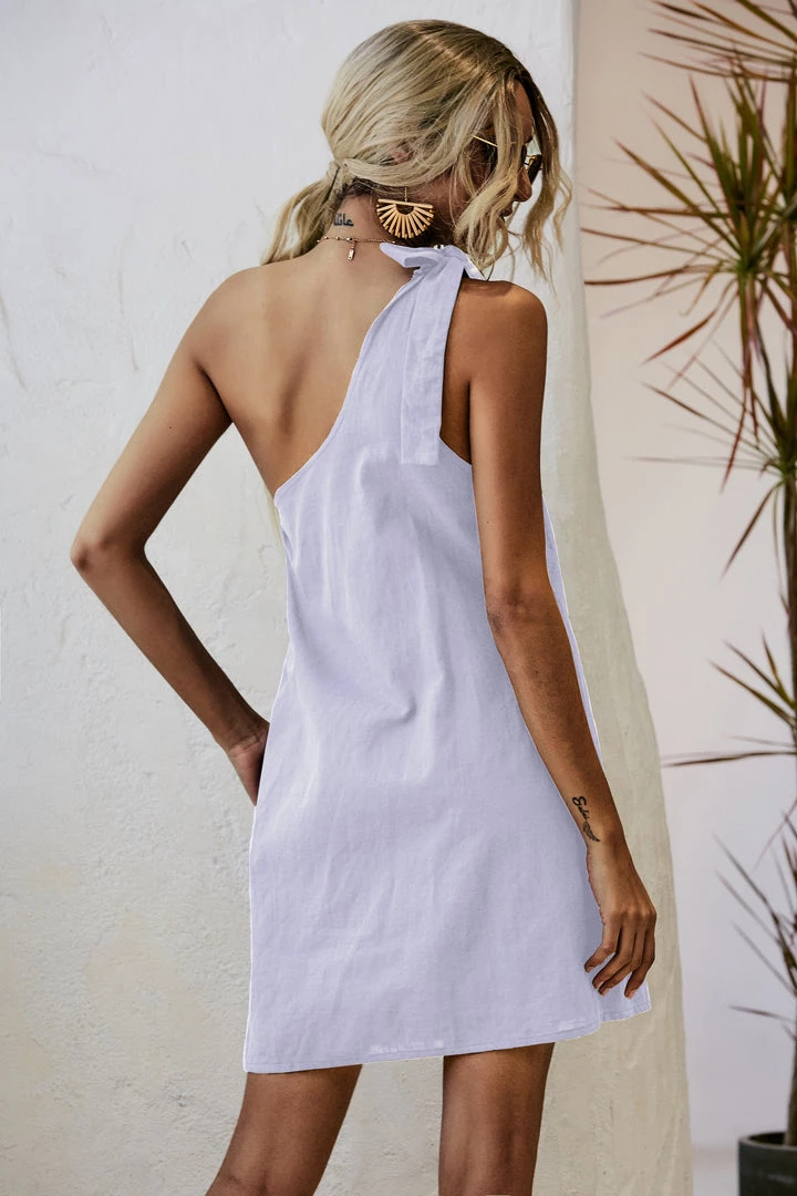 BBYS New In Clothing Asymmetric Pocket Shift Dress - White 3 BBYS New In Clothing Asymmetric Pocket Shift Dress - White