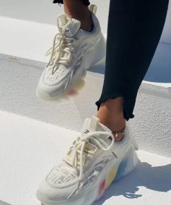 HT En Bloom |White & Mesh Stripe Sole Ugly Daddy Sneaker Sneaker & Athletic 13 HT En Bloom |White & Mesh Stripe Sole Ugly Daddy Sneaker Sneaker & Athletic