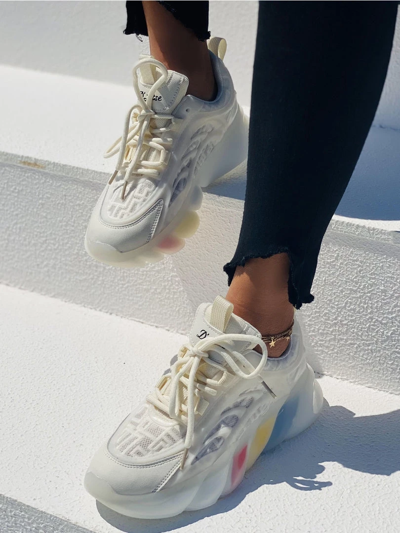 HT En Bloom |White & Mesh Stripe Sole Ugly Daddy Sneaker Sneaker & Athletic 4 HT En Bloom |White & Mesh Stripe Sole Ugly Daddy Sneaker Sneaker & Athletic