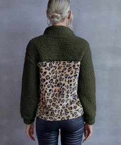 YBL New In Clothing Smaibulun | Leopard Color Block Fuzzy Pullover