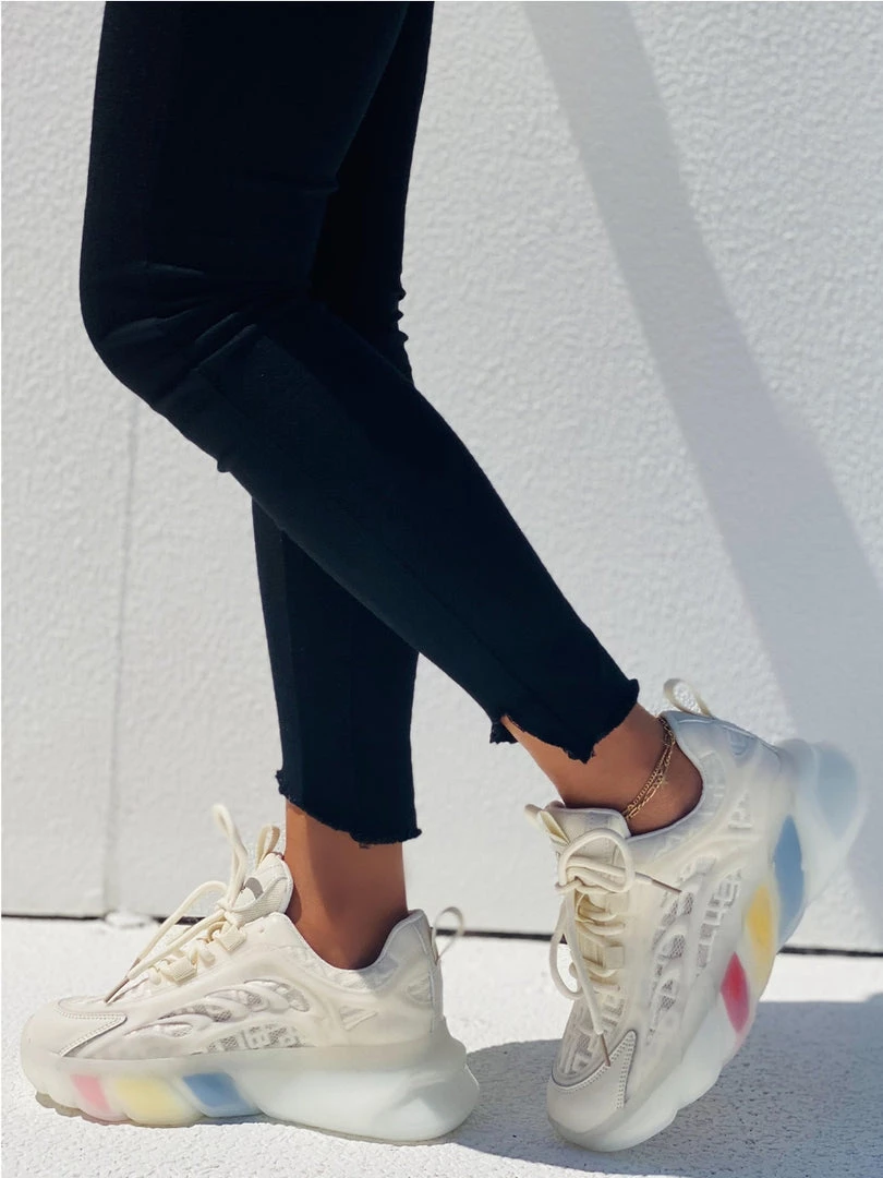 HT En Bloom |White & Mesh Stripe Sole Ugly Daddy Sneaker Sneaker & Athletic 7 HT En Bloom |White & Mesh Stripe Sole Ugly Daddy Sneaker Sneaker & Athletic