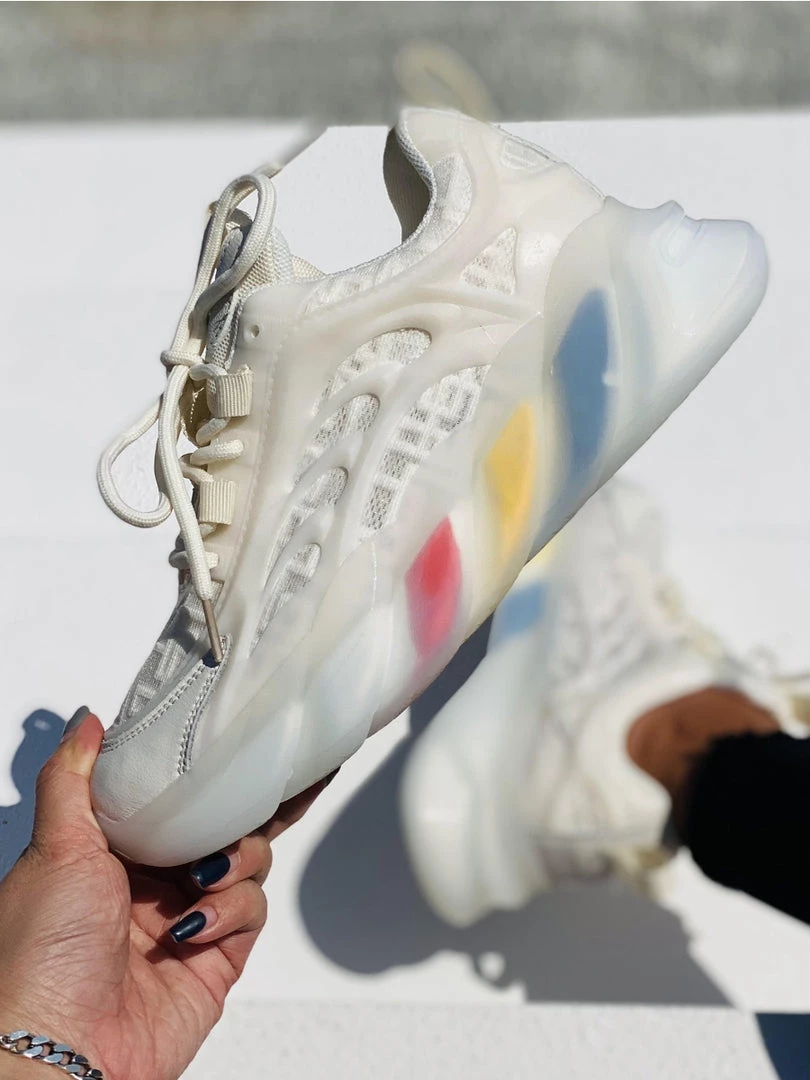 HT En Bloom |White & Mesh Stripe Sole Ugly Daddy Sneaker Sneaker & Athletic 1 HT En Bloom |White & Mesh Stripe Sole Ugly Daddy Sneaker Sneaker & Athletic