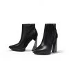 Jady Rose JadyRose | Black Contrast Block Heel Zip Genuine Leather Boot