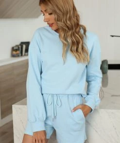 MD Cotton Long-Sleeve Top & Shorts Set - Loungewear New In Clothing