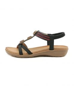 Rhinestone Double Cross Strap Sandals - SIKETU