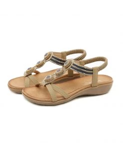 Rhinestone Double Cross Strap Sandals - SIKETU