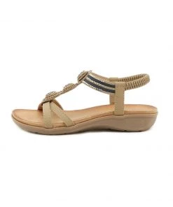 Rhinestone Double Cross Strap Sandals - SIKETU