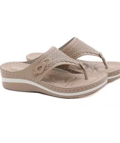 SIKETU | Floral Perforated Flip Flop Sandals