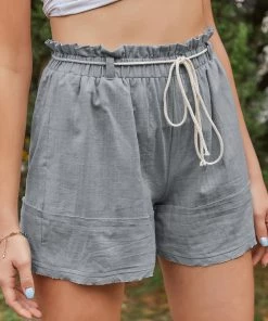 BBYS New In Clothing Cinder Christine Pocket Linen Shorts - Grey