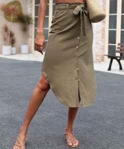 BFZY HARPA LINEN SKIRT - KHAKI NEW ARRIVALS