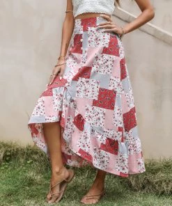 BFZY New In Clothing Abstract Print Maxi Skirt