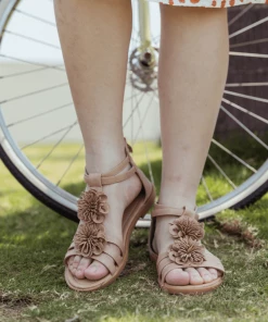 NEW ARRIVALS SIKETU | Beige Daisy Deco Gladiator Sandals