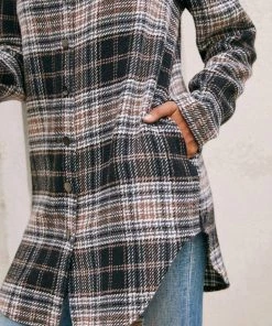 YBL New In Clothing Smaibulun | Gingham Button-Up Shirt Jacket - Black 9 YBL New In Clothing Smaibulun | Gingham Button-Up Shirt Jacket - Black