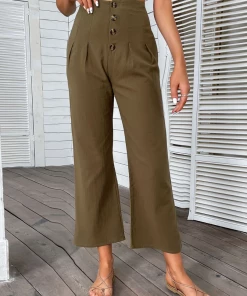 BFZY BACK IT LINEN PANTS - OLIVE