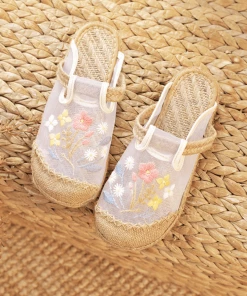 TC NEW ARRIVALS CACTUS ROSE | EMBROIDERED MESH UPPER ESPADRILLE MULE