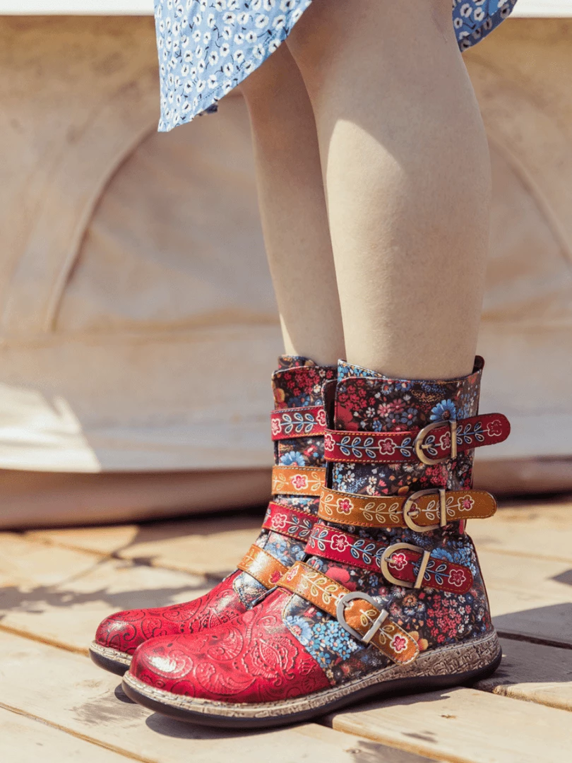 SOFFIA | DAISY PRINTED STRAPS LEATHER ANKLE BOOT NEW ARRIVALS 1 SOFFIA | DAISY PRINTED STRAPS LEATHER ANKLE BOOT NEW ARRIVALS