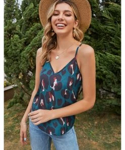 BBYS Taupe Leopard Chevron Singlet Top - Teal