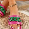 HT New In Shoes Pink Bold Chain-Accent Sandals Slides- En Bloom