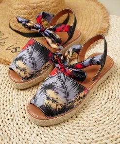 HT EN BLOOM | TROPICAL PRINT ANKLE BOW ESPADRILLES
