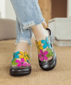 RXD SOFFIA | SUMMER BLOOM BLACK LEATHER SANDAL NEW ARRIVALS